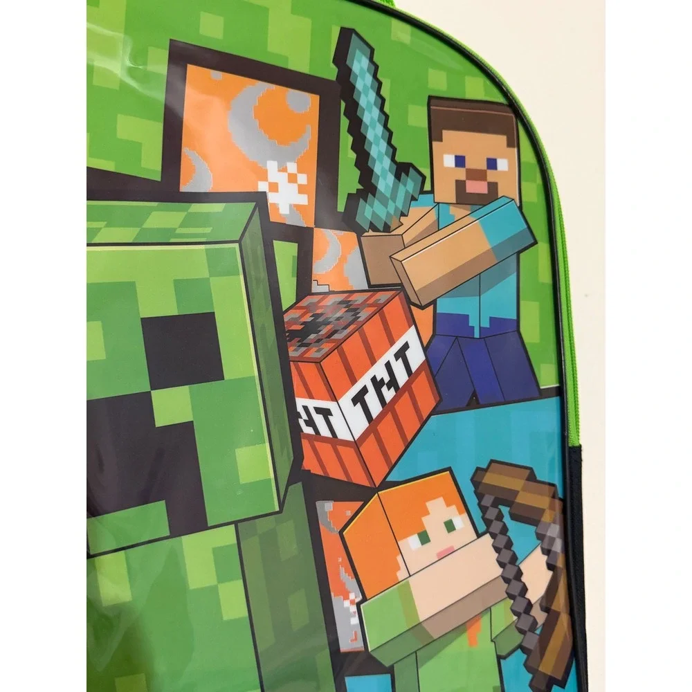Minecraft Creeper Steve Alex TNT Green Black School Backpack NWT